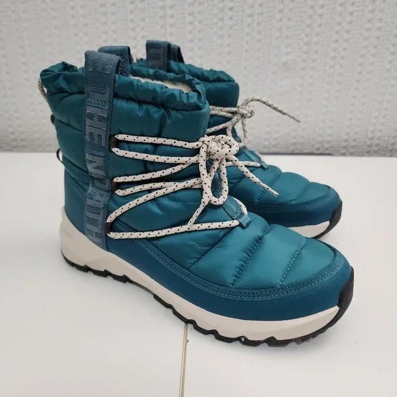 The North Face Women's ThermoBall Lace Up Waterproof Boots Teal Blue Size 9 - Picture 2 of 13